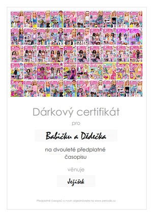 ukázka dárkového certifikátu