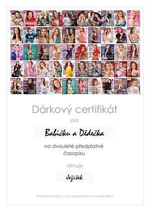 ukázka dárkového certifikátu