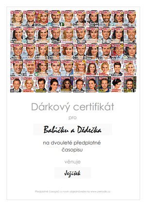 ukázka dárkového certifikátu