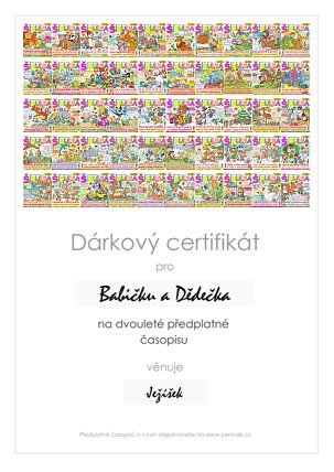 ukázka dárkového certifikátu