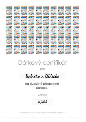 ukázka dárkového certifikátu