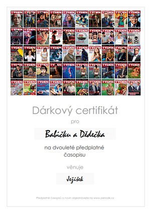 ukázka dárkového certifikátu